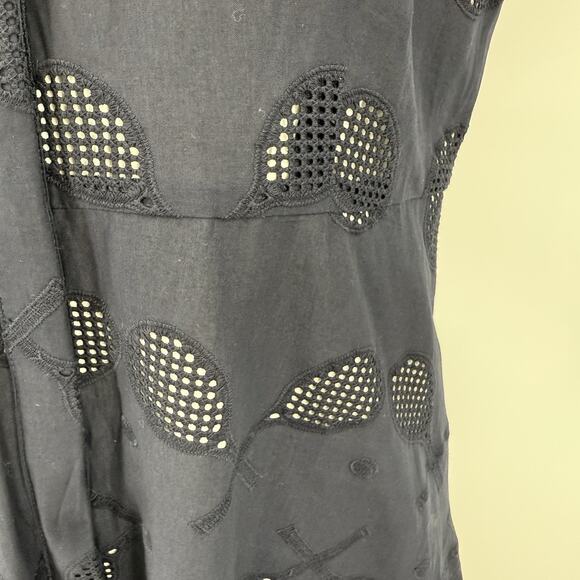 Ann Taylor Petite Fit & Flare Dress 10P Women's Navy Tennis Racket Eyelet Preppy - Picture 3 of 7